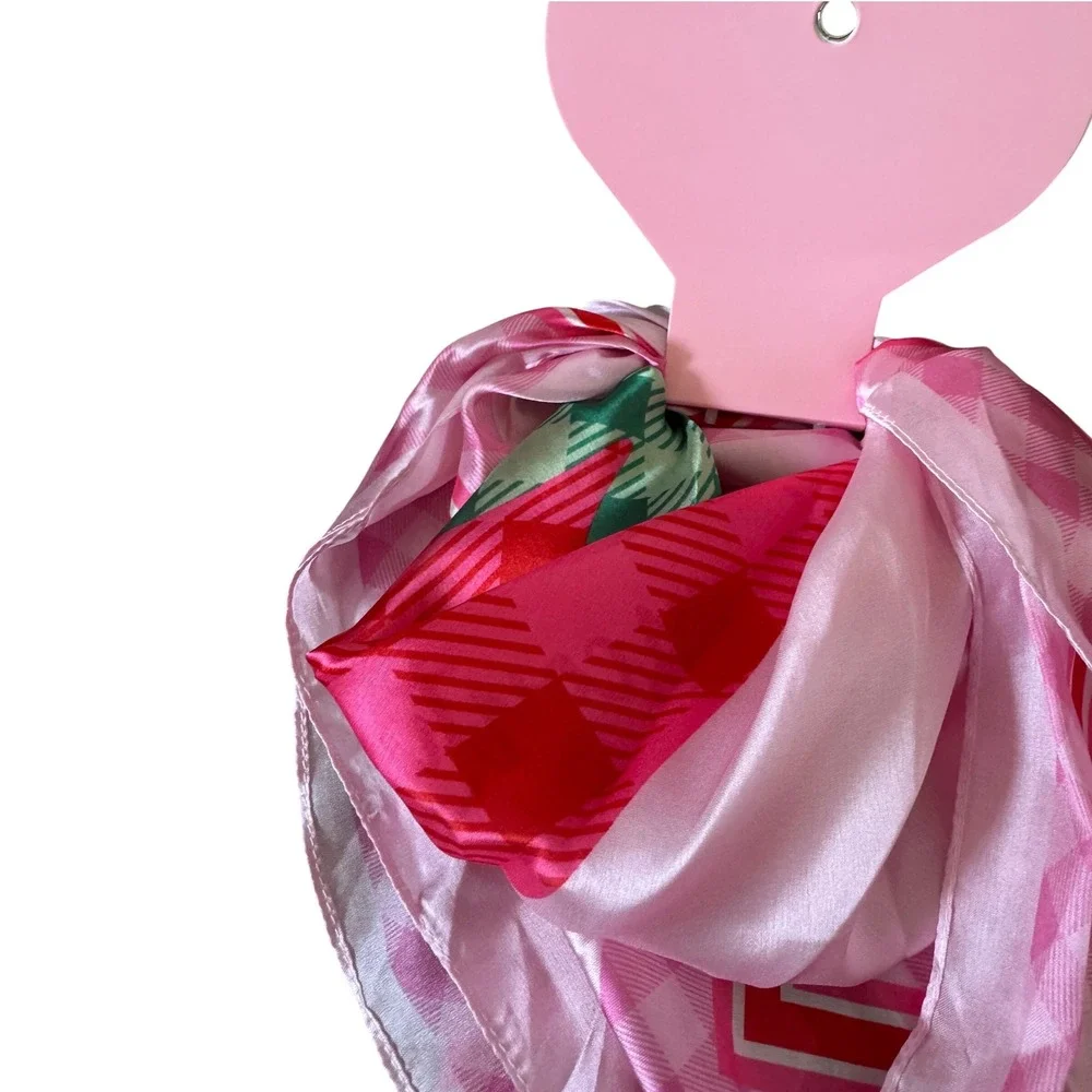 Juicy Couture Scarf Gingham Pink Red Green White Stripes Logo‎ Juicy  NWT